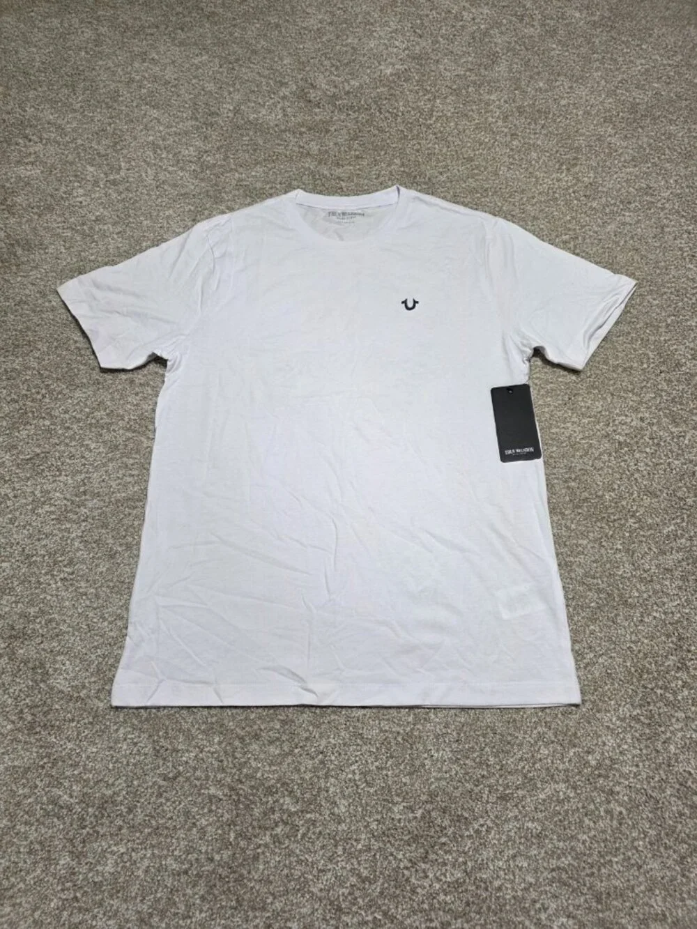 True Religion Men’s 2002 World Tour White & Gold Short Sleeve T Shirt Size Large